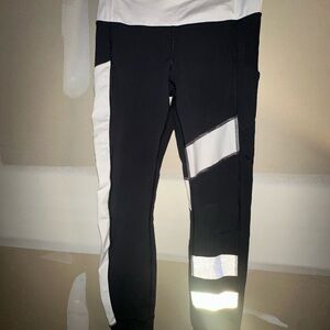 lululemon athletica Kids Black and White Leggings with Reflective Stripes